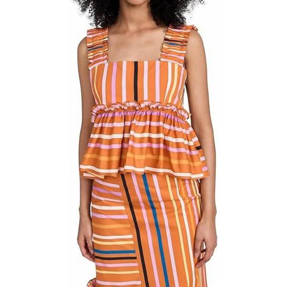 NEW BROGGER printed dawn top in multi stripe - Picture 1 of 4